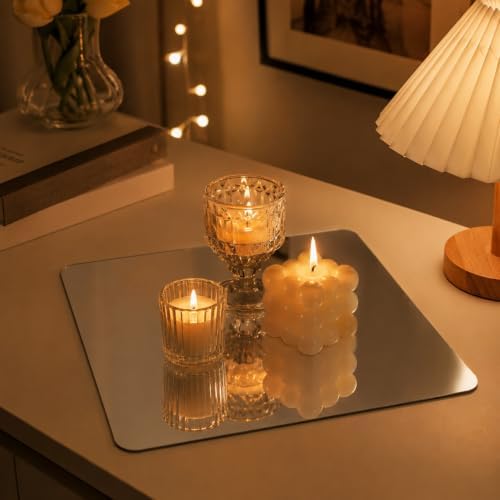 Homease Frameless Square Mirror Tiles Set of 12, 9.84 x 9.84 Inch Glass Mirror Tray Candle Plate, Wall Mounted Mirrors for Wedding Centerpieces, Table Decor, Party Supplies and DIY Craft Projects - Image 2