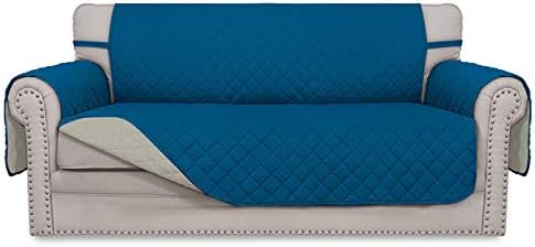 Easy-Going Reversible Couch Cover, 2 Cushion Sofa, Peacockblue/Beige by Easy-Going