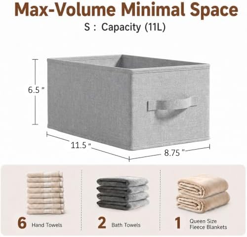 3-Pack Closet Storage Bins, Foldable Fabric Storage Baskets, Gray - Image 2
