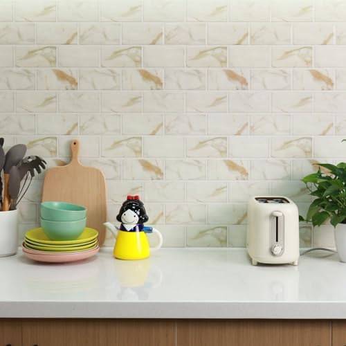 STICKGOO 10-Sheet Subway Tile Peel and Stick Backsplash, Self Adhesive Vinyl Wall Tiles, Stick on Backsplash for Kitchen and Bathroom(Thicker Design) - Image 4