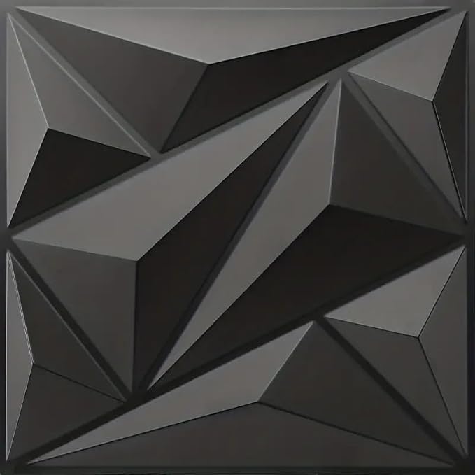 3D Wall Panels 33 Pack, 12×12 Inch Black Diamond Textured PVC Wall Panels, 32 Sq.Ft Coverage, Modern 3D Decorative Wall Tiles, Interior Accent Wall Panels for Living Room, Bedroom,Office, Hotel by NKEN3DDecoration
