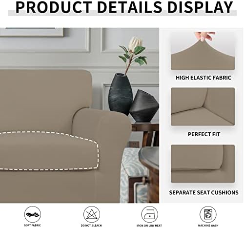Easy-Going 2 Pieces Stretch Sofa Slipcover for Armchair Washable - Image 4