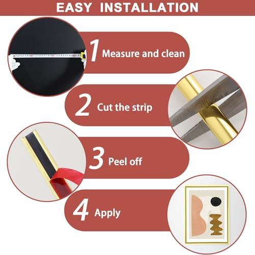 Lunghaa Peel and Stick Shiny Gold Finish Molding Trim, 393.7" x 0.31" Flexible Decoration Strip for Wall, Tile Edge, Mirror, Cabinet, Furniture and DIY Home Decor - Image 6