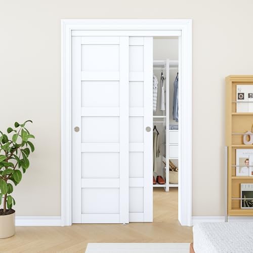 Sliding Closet Door 48"x80", 5 Panel Interior Closet Door, Need to Assemble by AINLARRY