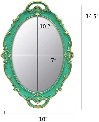 YCHMIR Vintage Mirror Small Wall Mirror 14.5 x 10 inches Oval Green - Image 4