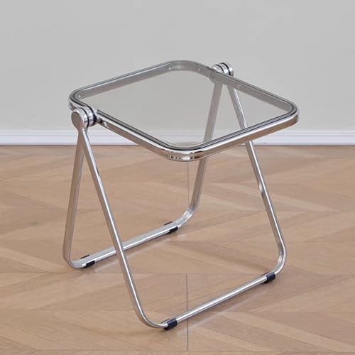 16.2"×14.1" Acrylic Folding Side Table, Portable Lightweight End Table, Sturdy Metal Frame and No Assembly Required, Space-Saving Design for Living Room, Bedroom and Small Room, Grey - Image 2