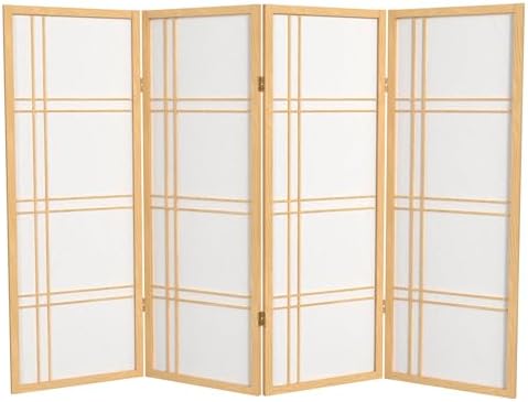 4 ft. Short Double Cross Shoji Screen - Natural - 4 Panels by RedLantern