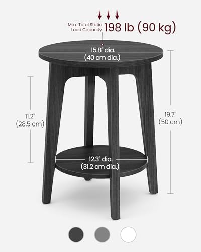 VASAGLE Round Side Table with Lower Shelf, End Table for Small Spaces - Image 3