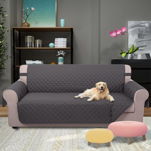 U-NICE HOME 4 Seater Sofa Cover 91''Large Couch Cover, Dark Grey - Image 2
