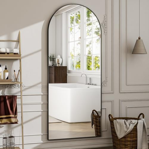 57" x 20" Arched Full Length Mirror - Wall Mounted/Floor Mirror Aluminum Alloy Frame Full Body Mirrors for Bathroom Living Room Bedroom and Entryway,Black - Image 4