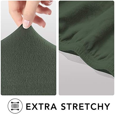 PureFit Stretch Loveseat Covers Fleece Couch Covers for Sofa Grayish Green - Image 4