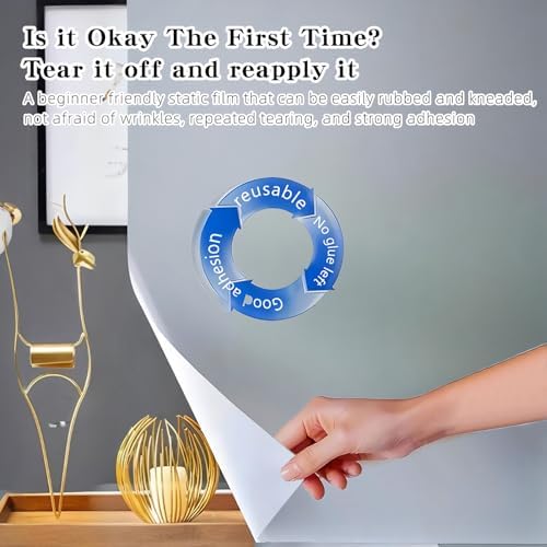 Frosted Glass Film, Static Cling Removable Decorative Window Sticker for Bathroom Doors & Windows, Privacy Window Film with Heat Insulation & UV Blocking, 45.2 x 78.7 Inches - Image 4