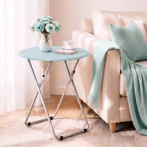 TV Tray Table, Folding TV trays Portable Table on Couch, Round&Green - Image 2