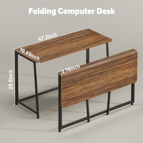 WOHOMO Folding Desk, 47.2" Foldable Computer Table for Small Spaces, Walnut - Image 2