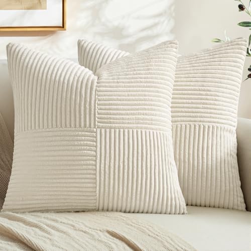 MIULEE Cream White Decorative Throw Pillow Covers for Couch 22x22 Inch by MIULEE