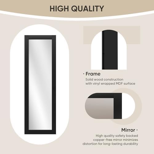 JUBEST 96" x 80" Mirror Closet Door, Preassembled One Side Mirror Door with Hardware Kit & Matching Fascia, Solid Wood Frame with Water-Proof PVC Surface, Easy to Install, Black - Image 5