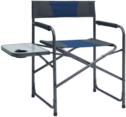 Portal Directors Chair for Adults with Side Table, Folding Camping Chairs Heavy Duty 225LBS, Portable Lawn Chairs with Cup Holder for Outdoor, Beach, Travel, Blue/Grey by PORTAL