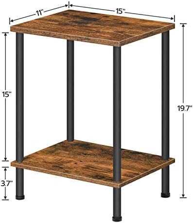 HOOBRO End Tables Set of 2, Small Side Table, Nightstand with 2-Layer Storage Shelves, Sofa Table for Small Spaces, Living Room, Bedroom, Stable Frame, Easy Assembly, Rustic Brown BF09BZP201 - Image 3