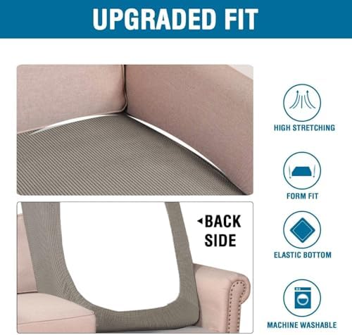 H.VERSAILTEX Super Stretch Individual Chaise Cover Sectional Couch Covers for L Shaped Sofa Both Left/Right Featuring Thick Jacquard Textured Twill Fabric (1 Piece Chaise Cover Large, Taupe) - Image 6