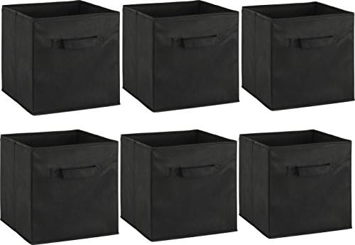 Simple Houseware 11-Inch Foldable Cube Storage Bins, Black, 6-Pack - Image 2