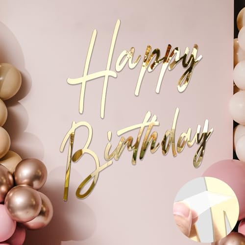 Yousoontic Happy Birthday Sign for Backdrop, 23 x 20 Inch, Classic, Silver by Yousoontic