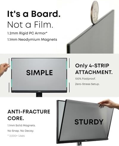 Magnetic Privacy Screen for Computer Monitor 27 Inch (16:9)-±30° Privacy Protection,HD Transparent & Blue Light Blocking,Magnetic Quick Installation & Adhesive-Free, No Residue Left，Scratch & Fingerprint Resistant, Easy to Clean & Durable (27" (16:9) 6... - Image 3