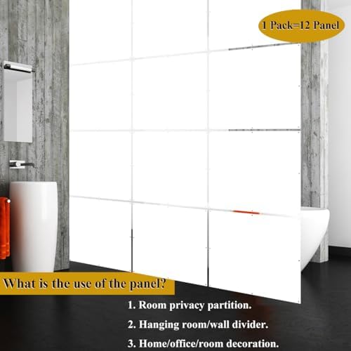 Lchen Solid Hanging Room Divider,12 Pieces Solid Board Screen Panels White Home Decoration Room Partition (White Board,15.7"x15.7"x0.03") - Image 3