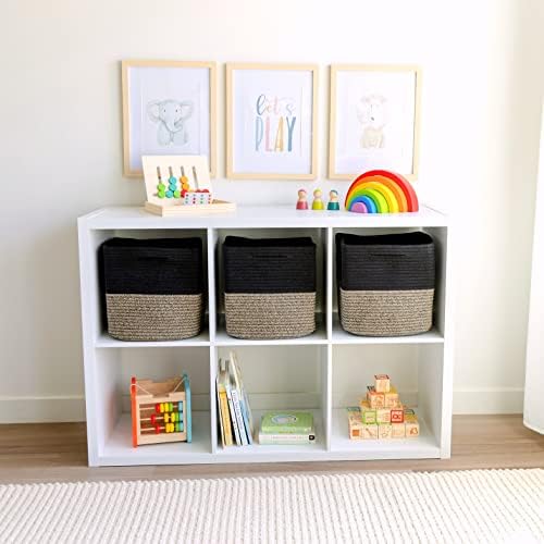 NaturalCozy Storage Cubes 11 Inch Cotton Rope Woven Baskets for Organizing, 3-Pack | Cube Storage Bin | Square Storage Baskets for Shelves Organizer, Classroom, Kids Toy Bins, Closet, Baby Nursery - Image 3