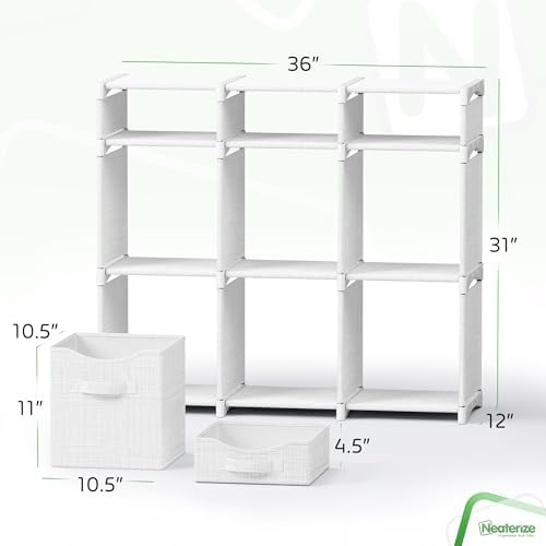 Cube Storage Organizer with Storage Bins Included - The Perfect Closet Organizers and Storage Solution. Includes 9 Storage Cubes, Great For Toy Storage, Closet Storage, Clothes Storage (White-Grey) - Image 3