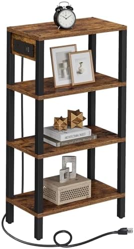 TUTOTAK Narrow Side Table, 4-Tier Small End Table with Charging Station by ChoosetutotakFurnitureBuildYourCozyHome