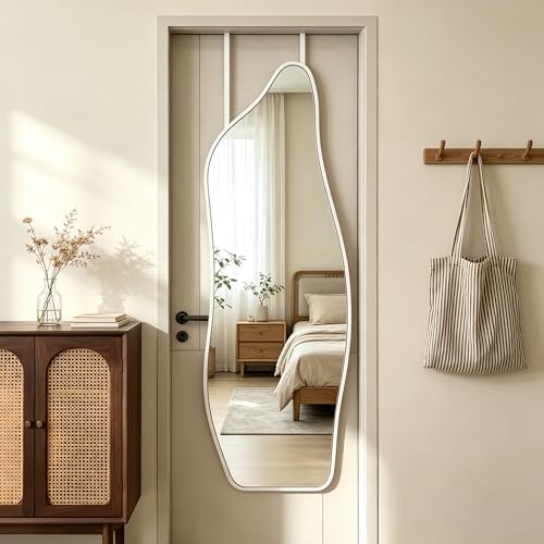 48"x16" Full Length Door Mirror, Dolphin Hanging Mirror, White - Image 6