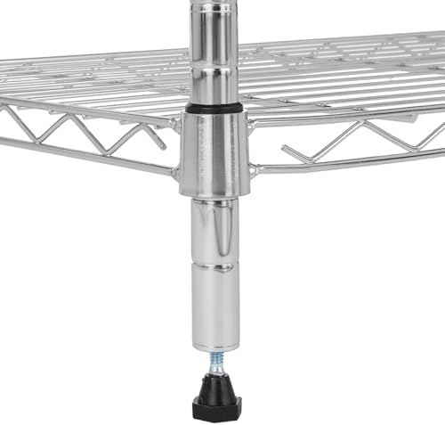 Amazon Basics 3-Shelf Adjustable Heavy Duty Steel Wire Shelving Rack with Chrome Finish, No-Tool Assembly, 250 lbs per Shelf, 23.2" L x 13.4" W x 30" H - Image 5