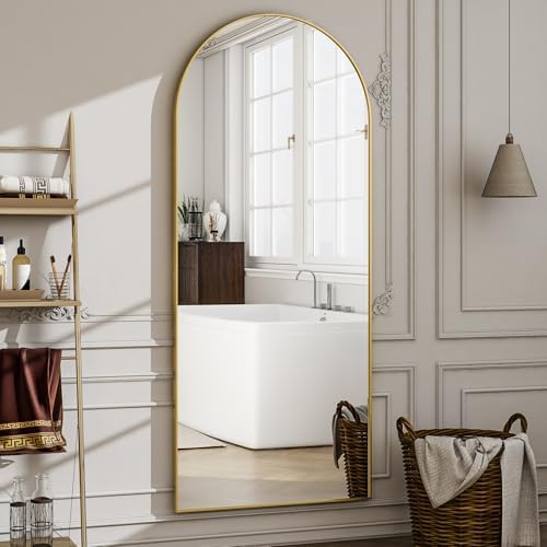 57" x 20" Arched Full Length Mirror - Wall Mounted/Floor Mirror Aluminum Alloy Frame Full Body Mirrors for Bathroom Living Room Bedroom and Entryway,Gold - Image 5