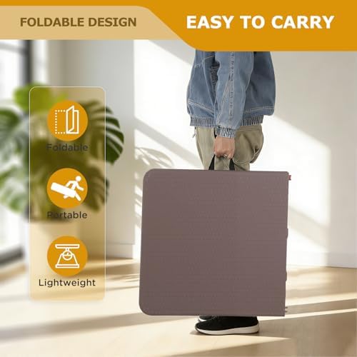 FDW | 4FT Folding Table | Brown Ratten | Portable Plastic Table - Image 7