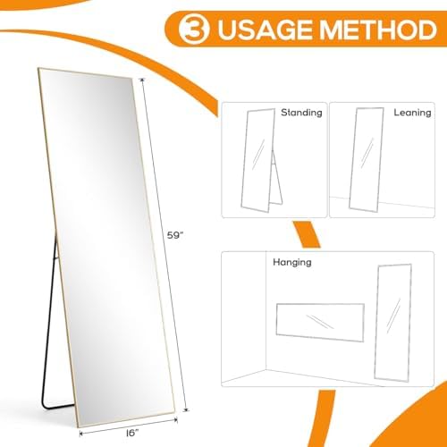 16"x59" Mirror Full Length, Upgraded Body Wall Mirrors - Image 2