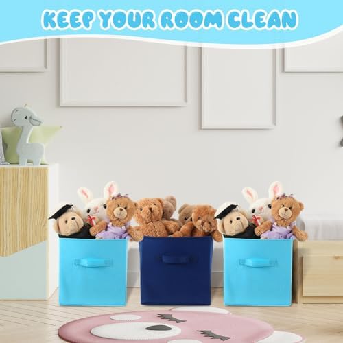 Yinder 12 Pcs Cube Storage Bin Blue 10.5''x10.5''x11'' Storage Cubes - Image 6