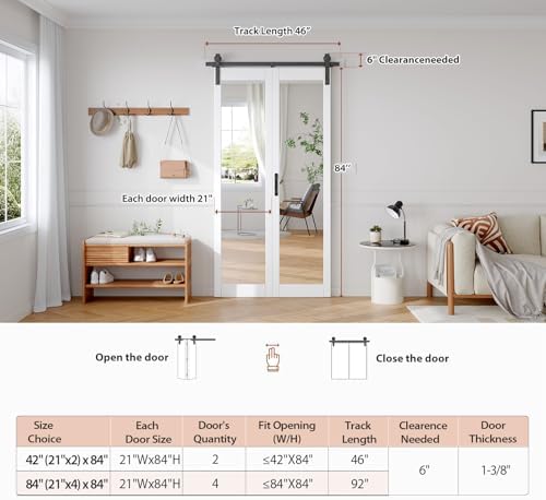 FREDBECK Bifold Mirror Closet Barn Door 42x84 Hardware Included,1 Panels - Image 7