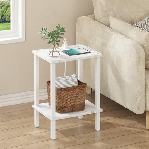 TUTOTAK End Table with Charging Station, Side Table, Nightstand - Image 5