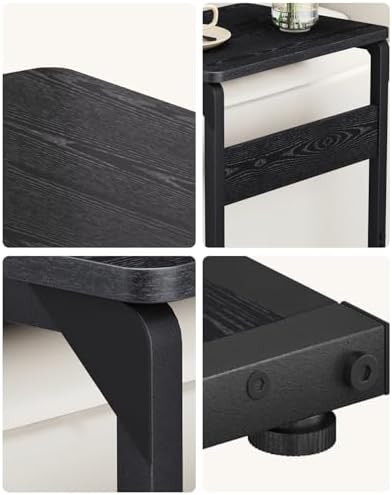 Wood Pedestal Snack TV Trays Set of 2, Small C Shaped NightStand ET-YB-BKW2 - Image 7
