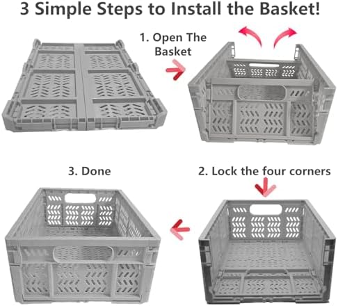 20L Folding Crate, 4Pack Plastic Storage Baskets Organizer for Home and Office,Collapsible Storage Crates for Home Office and Outdoor Organizer.(Grey) - Image 2