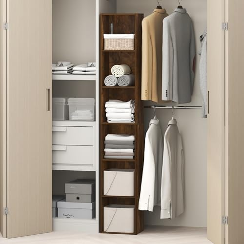 Furinno Cubicle 6-Tier Closet Organizers and Storage, Closet Organizer, Open Shelf Closet Storage, 21.1" W, for Wardrobe, Bedroom, Living Room, Amber Pine by Furinno-FitsYourSpaceFitsYourBudget