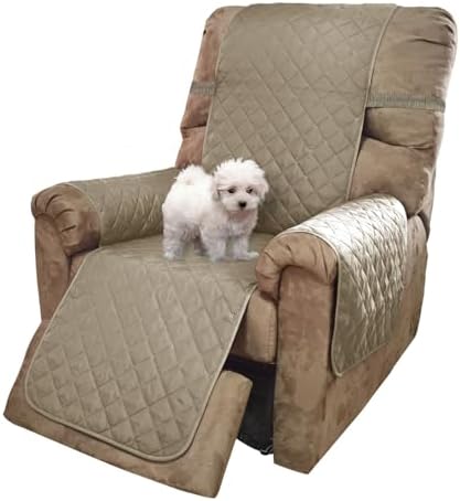 U-NICE HOME Reversible Recliner Chair Covers, Khaki/Light Grey by U-NICEHOME