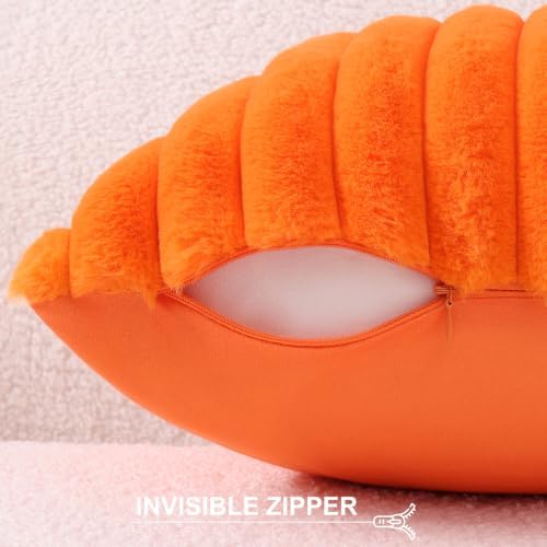 Pallene Faux Fur Fall Throw Pillow Covers 26x26 Set of 2, Burnt Orange - Image 3