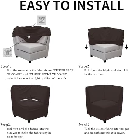 Easy-Going Stretch Soft Sectional Corner Sofa Couch Slipcover Chocolate - Image 5