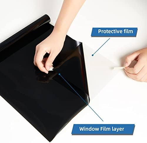 XIAWEI One Way Window Privacy Film with Tools, 35.4In×16.4Ft, Cosmic Black - Image 6
