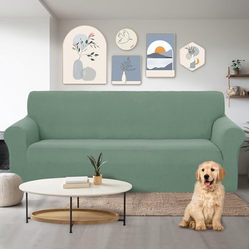 U-NICE HOME Stretch Couch Cover Slipcover for 3 Cushion Sofa, Cyan - Image 2