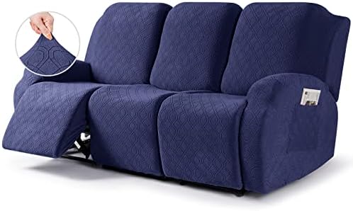 VANSOFY Stretch Recliner Couch Cover, Slipcover, Navy Blue, 3 Seater by VANSOFYFURNITURECOVERS