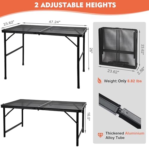 GREGIN Folding Camping Grill Table, Outdoor Metal Table. Foldable, Portable - Image 2