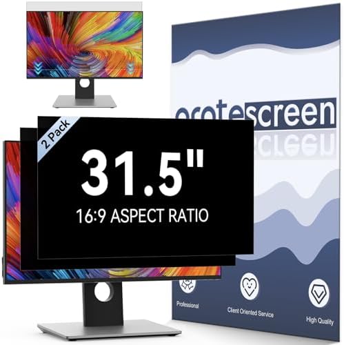 [2-Pack] 31.5 Inch Computer Privacy Screen Filter for 16:9 Widescreen Monitor, Removable Eye Protection Anti Glare Blue Light Filter Privacy Shield, Anti Spy Screen Protector Film 31.5 in by Protescreen