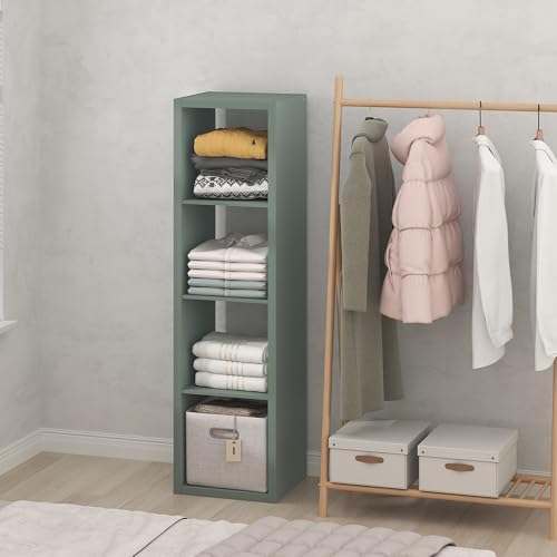 Furinno Cubic Extra Thick 4-Cube Closet Organizers and Storage, Sage Green by Furinno-FitsYourSpaceFitsYourBudget